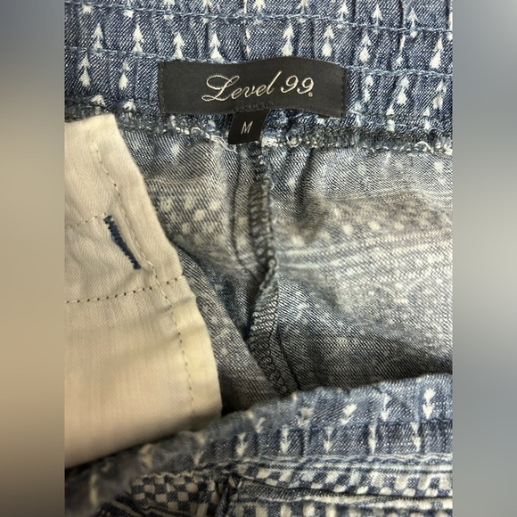 Level 99 Womens Linen Blend Mid Rise Pull On Chambray Printed Joggers Size M - Picture 13 of 14